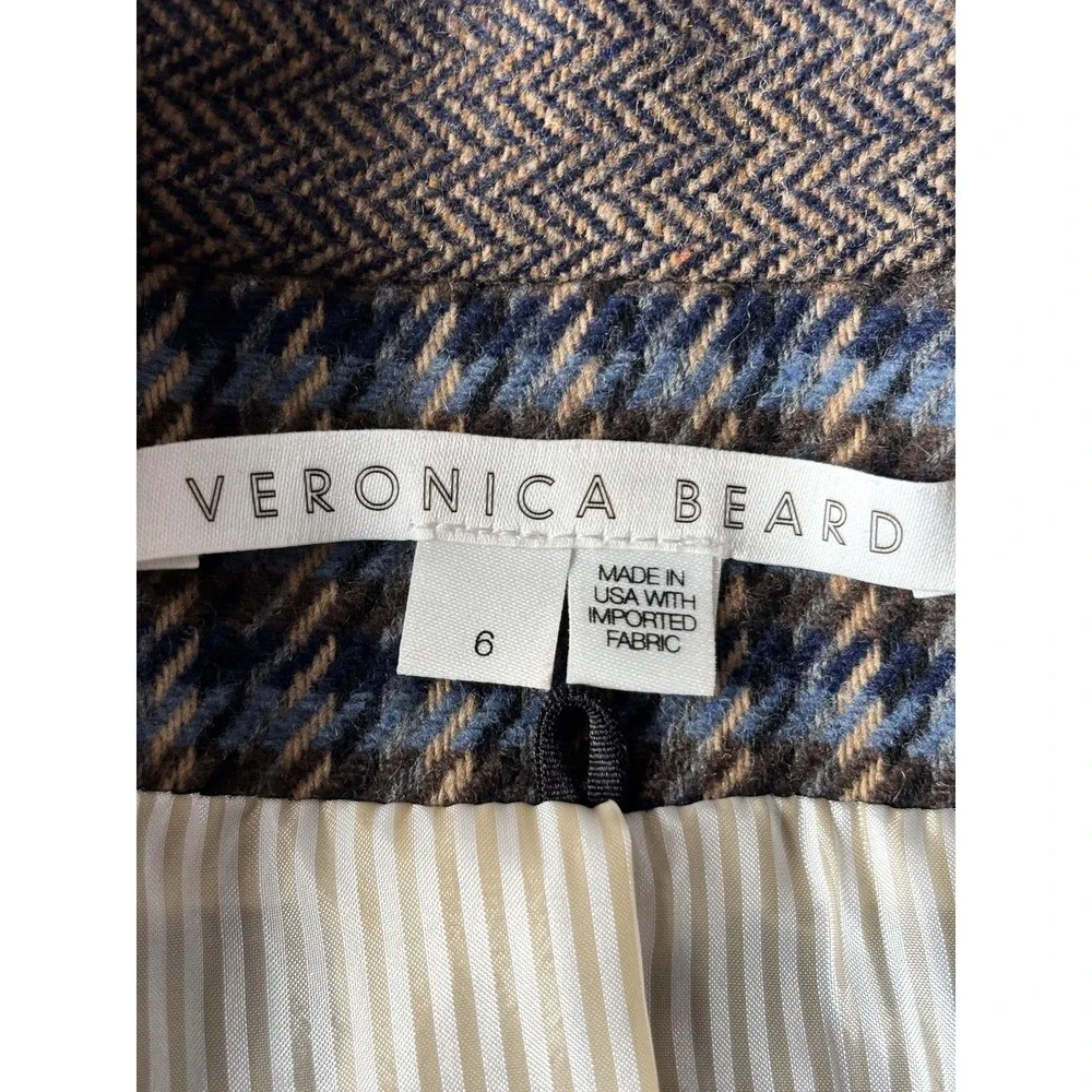 Veronica Beard Blazer Womens 6 Blue Patchwork Houndstooth Faustine Dickey Jacket - Picture 7 of 10